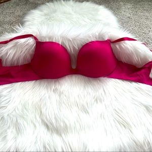 Victoria Secret Hot Pink Lined Demi Push Up Bra size 34C